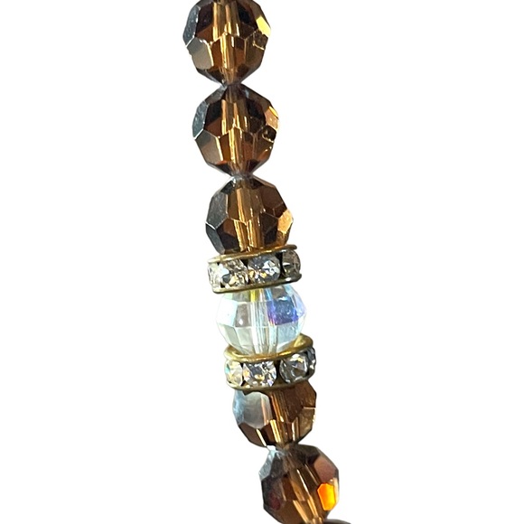 Cognac Swarovski Crystal Round Bead Necklace - Picture 3 of 12